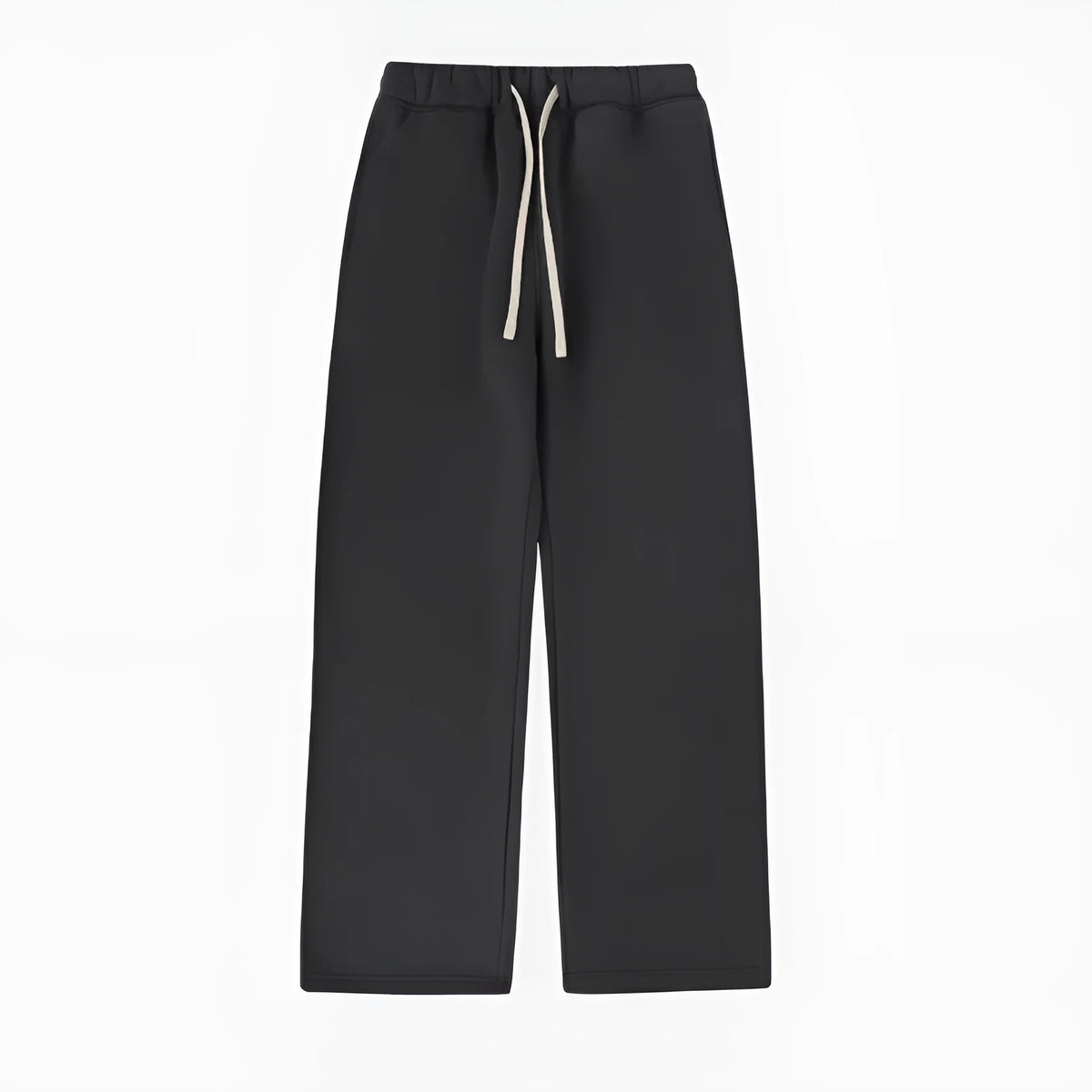 Men's loose fit fleece-lined sweatpants with a drawstring waist in dark grey