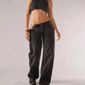 Women's cotton wide-leg mop trousers with contrast stitching in blue colour option