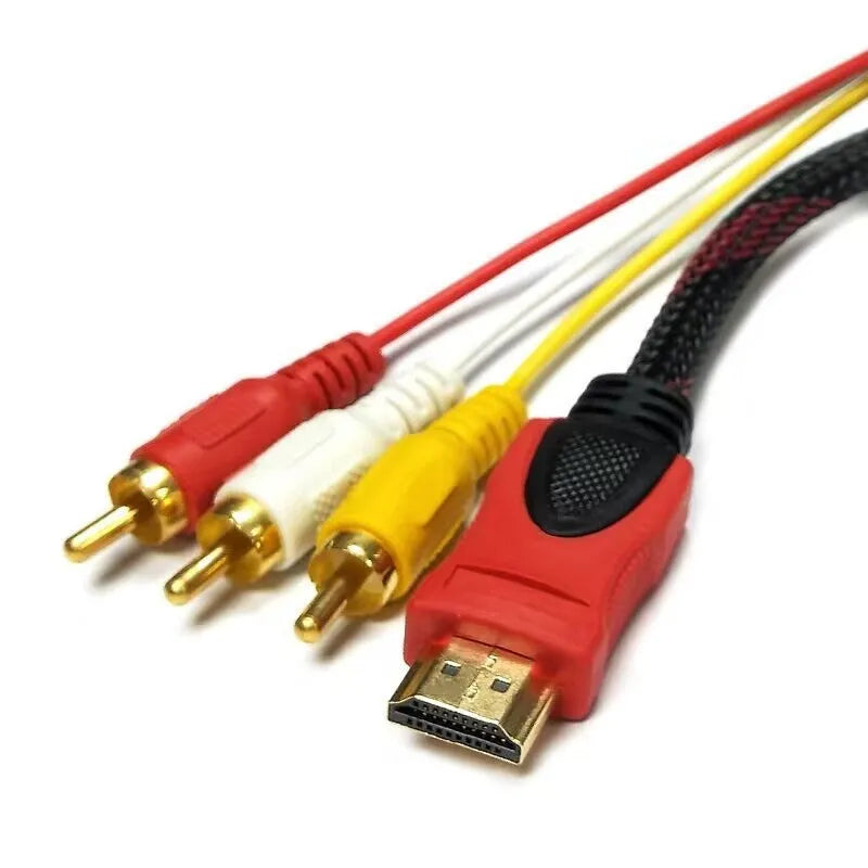 HDMI to AV conversion cable with gold-plated connectors and 1.5 metre length