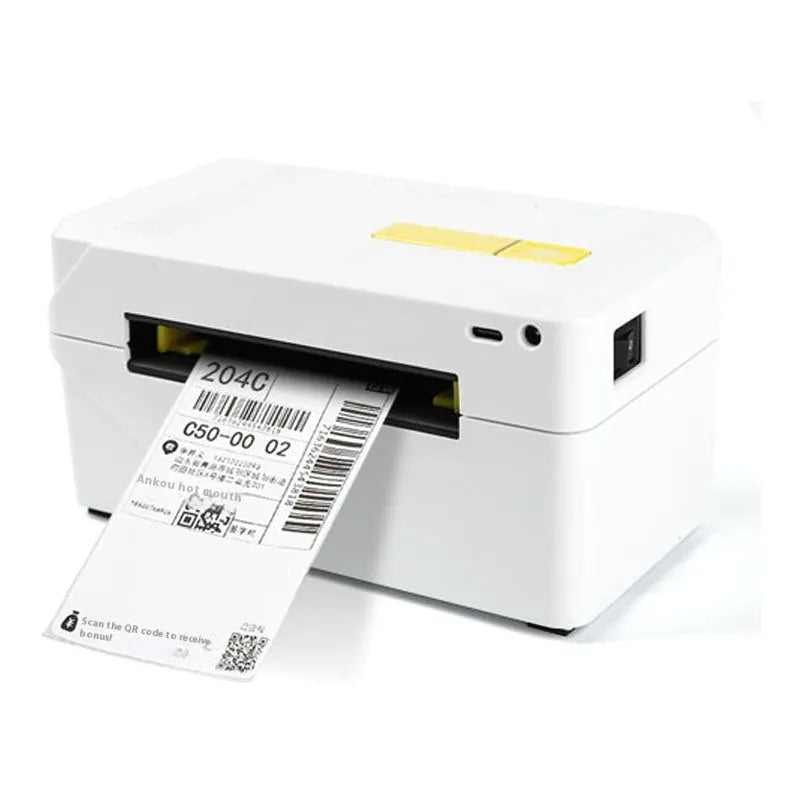 FlashLabel thermal express order label printer with USB connection on a desk.