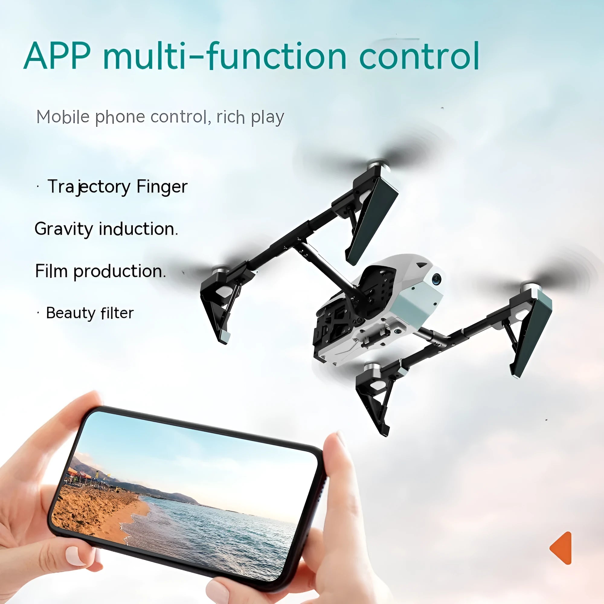 Alloy KS66 UAV drone in white or black with camera, remote control, spare propellers and storage bag