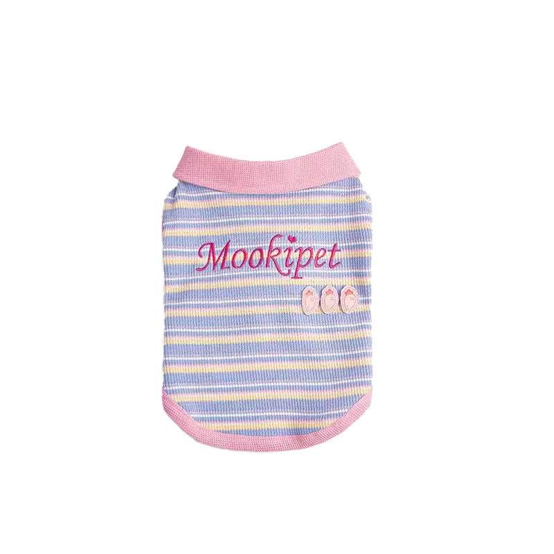 Pink purple vest for a small dog or cat on a sizing chart showing weights from 1.50kg to 11.50kg.