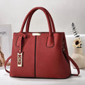 Soft PU women's tote bag in a horizontal square shape with a single leather shoulder strap, shown in a plaid pattern.