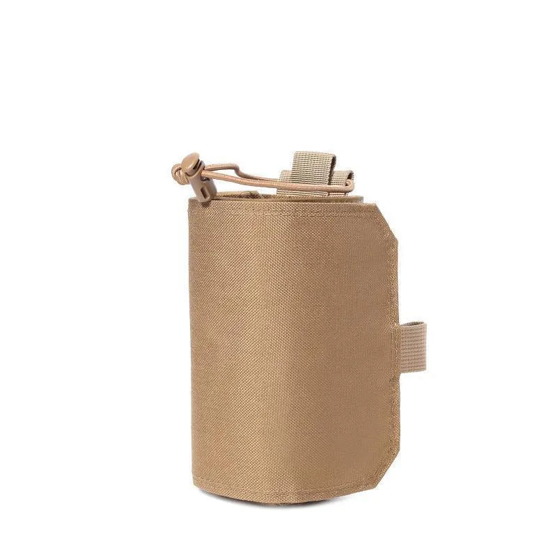 Adjustable Oxford cloth heat-holding bottle cover in black or khaki for outdoor use.