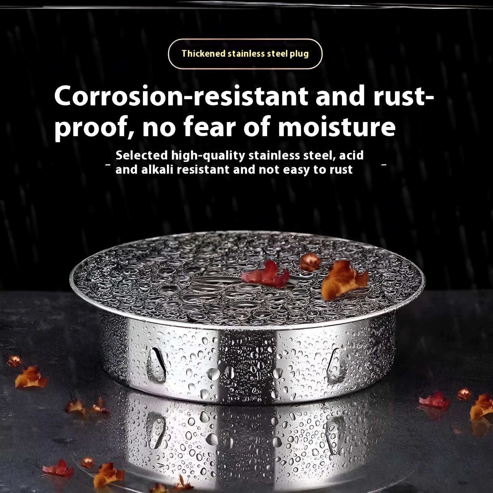Stainless steel deodorant floor drain seal cover with modern design for odour control.