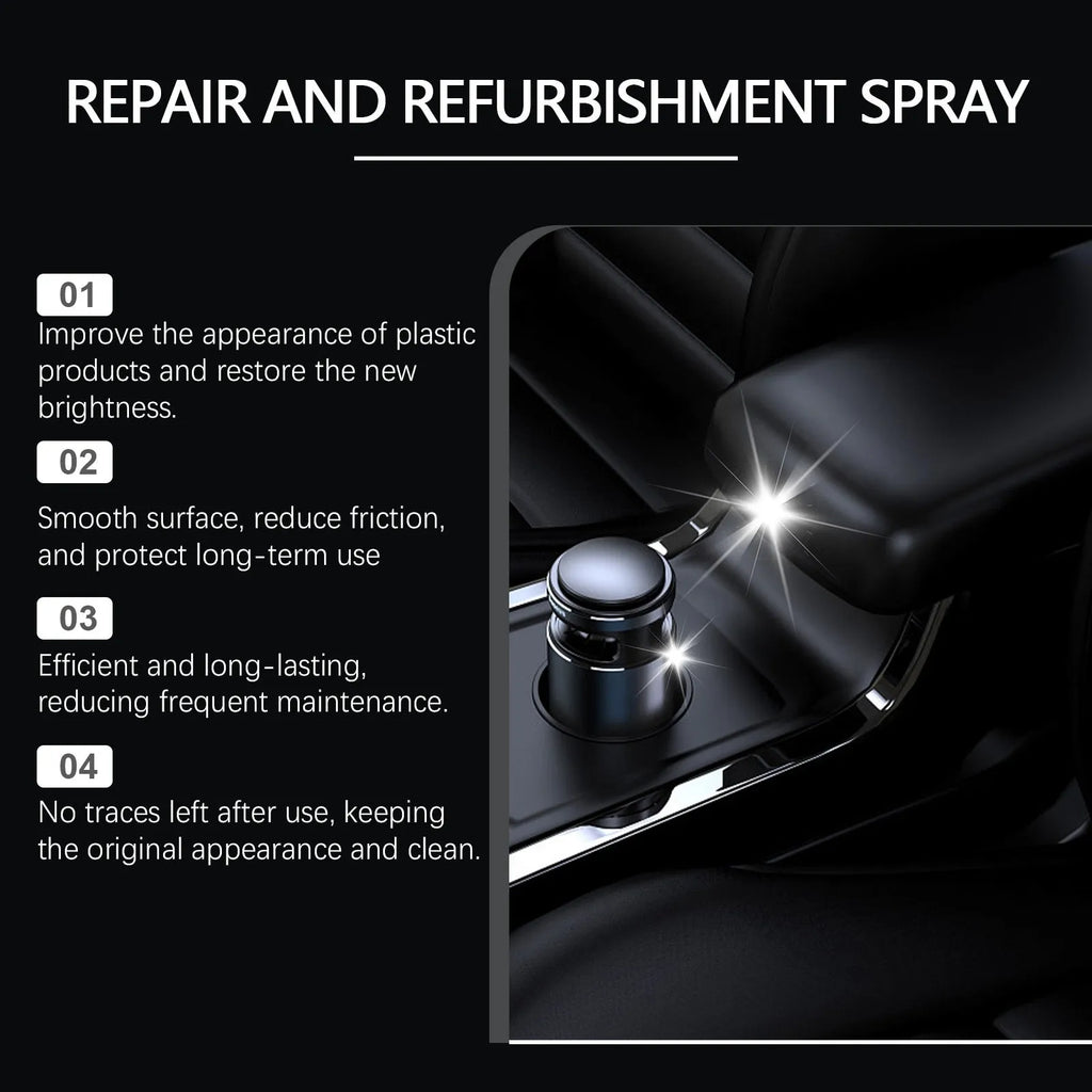 60ml automotive plastic renovation spray bottle with deionized water and polytetrafluoroethylene for car trim