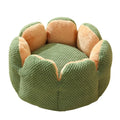 Green cactus petal shaped soft plush dog bed with a cave-like opening for cats and small dogs.