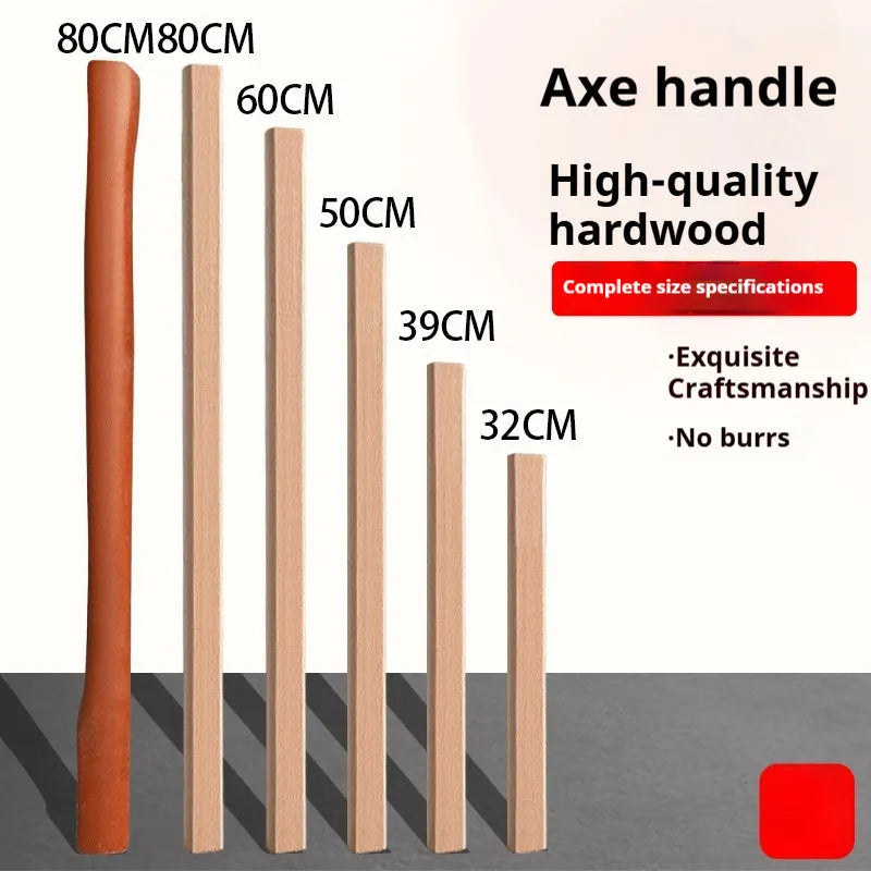 Selection of solid locust wood replacement handles for log axes, sickles, and a hoof hoe in various lengths