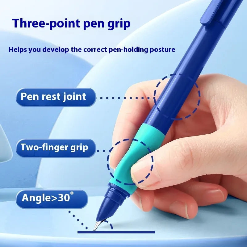 Student Posture Correction Pen in boxed packaging, showing blue, green-gradual, purple, and orange colour options.