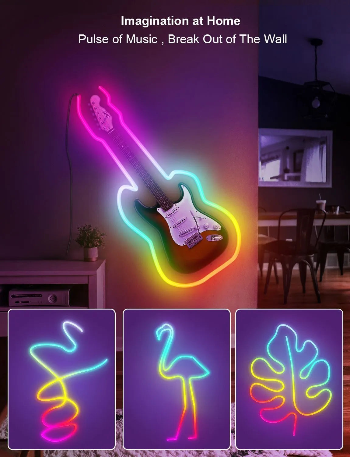 3-metre RGB LED neon light strip with remote control for Bluetooth music synchronisation