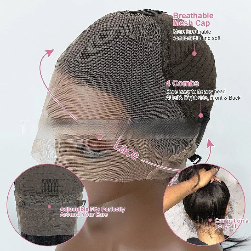 Real human hair gradient lace front wig in Ruili style on a former lace head cap mannequin.