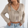 Women's casual coat with hollow-out lace-up front in viscose fibre, short length