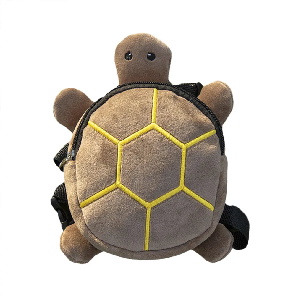 Turtle-shaped dog backpack harness with metal zipper in four colour options on small dog