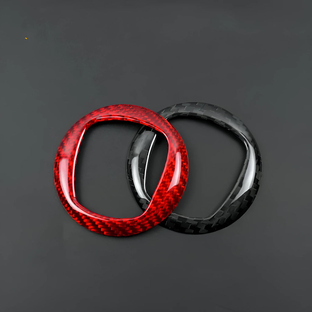 Car steering wheel cover dry carbon fibre decorative sticker frame black or red 280mm diameter