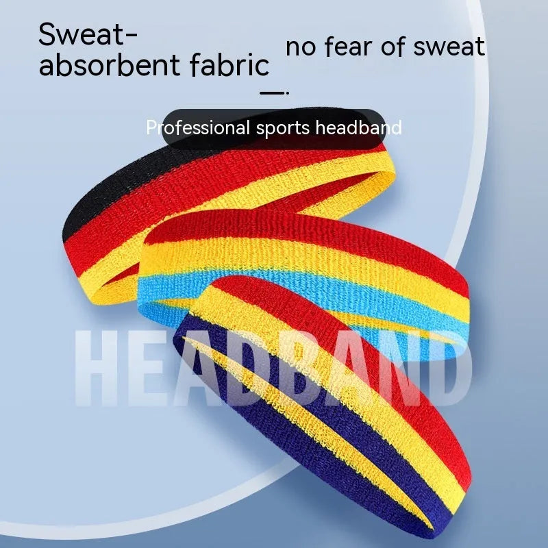 Multi-colour sports headband for adults in six different colour combinations