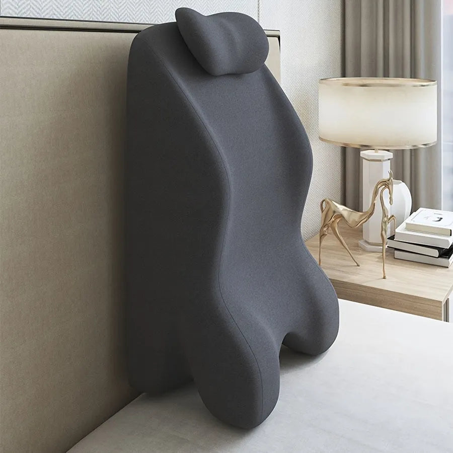 Prone position stomach sleeping pillow in Blue for face-down reading and phone use