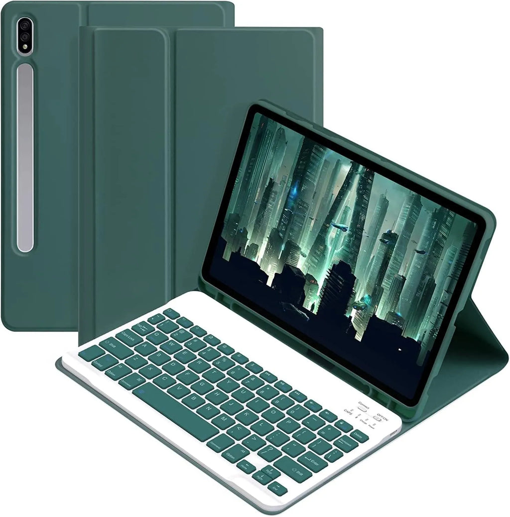 Samsung Galaxy Tab protective case with Bluetooth keyboard and charging mouse in black colour