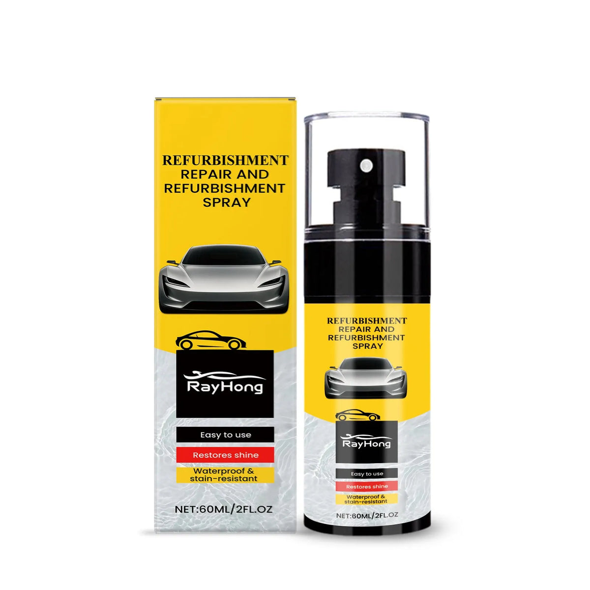 60ml automotive plastic renovation spray bottle with deionized water and polytetrafluoroethylene for car trim