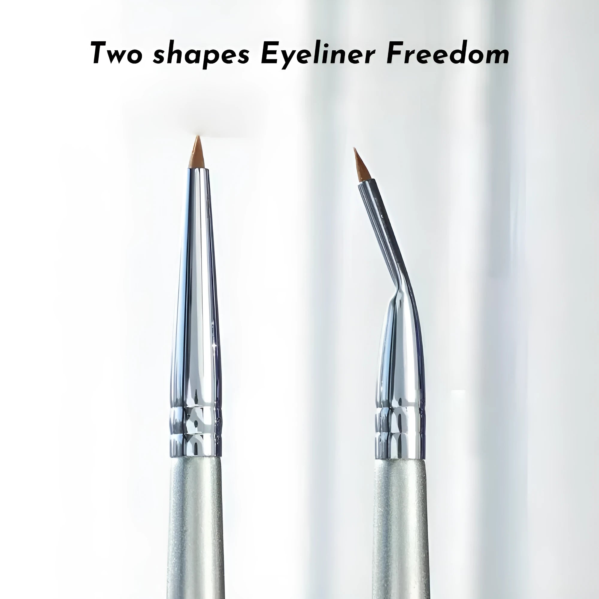 Angled bend head eyeliner brush for precise under eye and tear trough makeup application