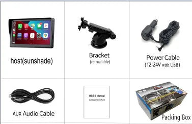 7 inch portable car smart screen with wireless Carplay on windshield mount