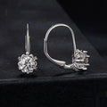Sterling silver flower bud ear clip earring with white gold plating and moissanite stones