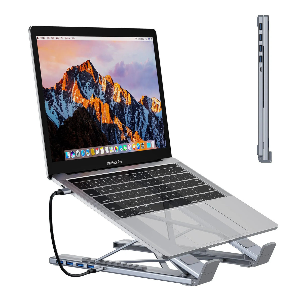Aluminium alloy foldable laptop docking station with multi-interface hub connectivity