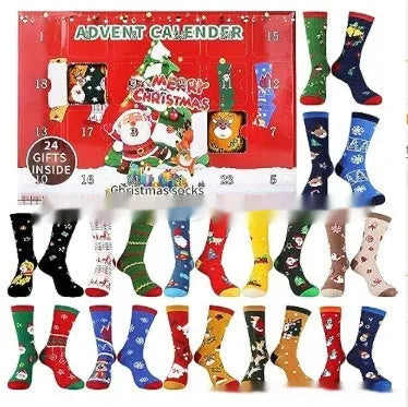 Assortment of seven different resin Christmas sock blind boxes for holiday decoration
