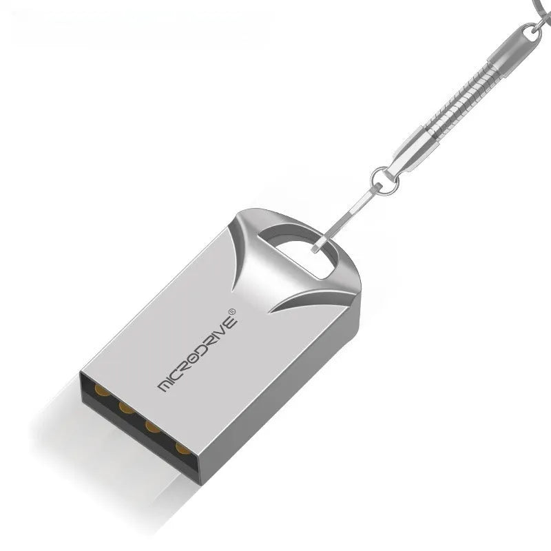 Black and silver metal USB flash drives showing compact 23mm size with capacity options from 4GB to 128GB