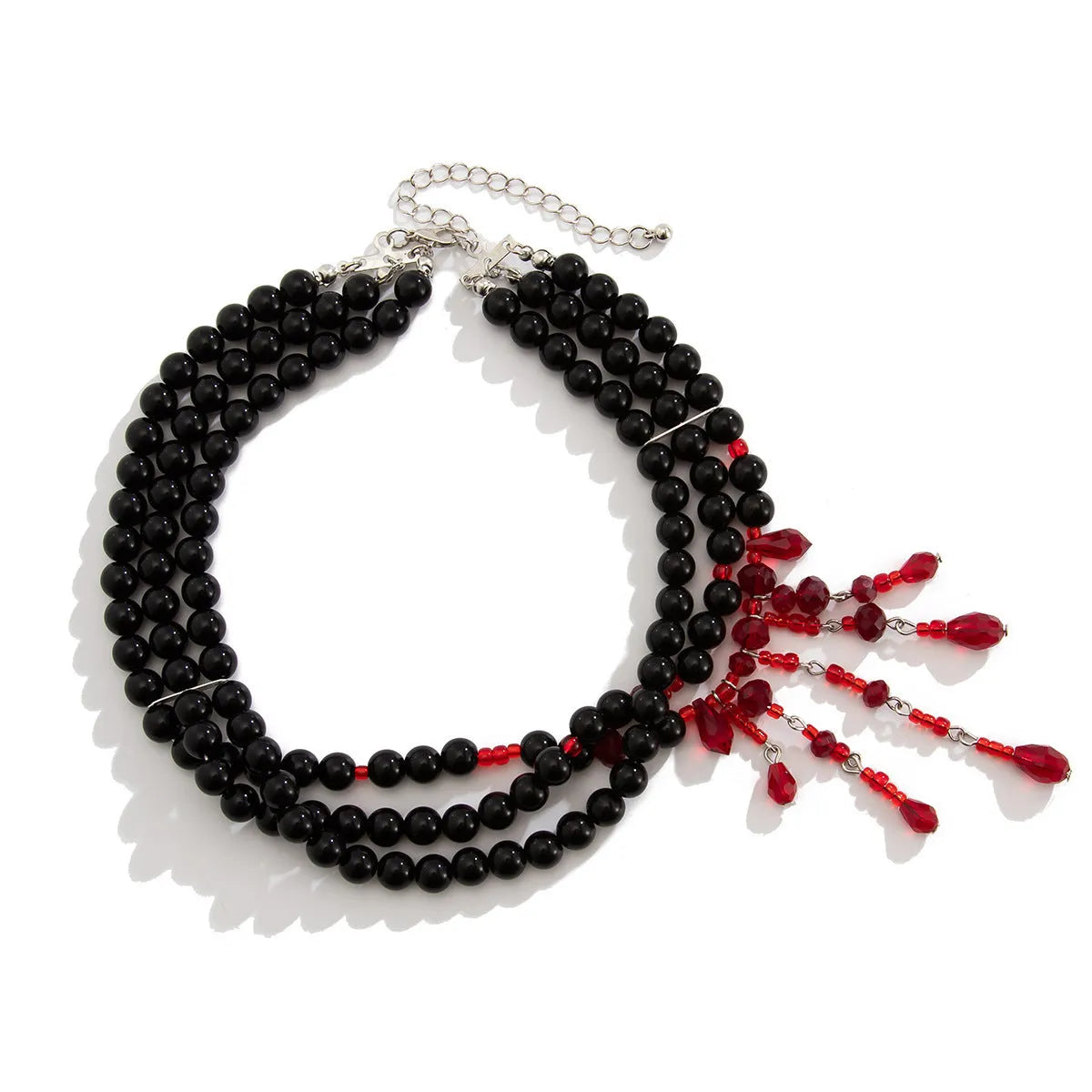 Men's Halloween blood drop crystal pearl necklace with geometric design and adjustable chain