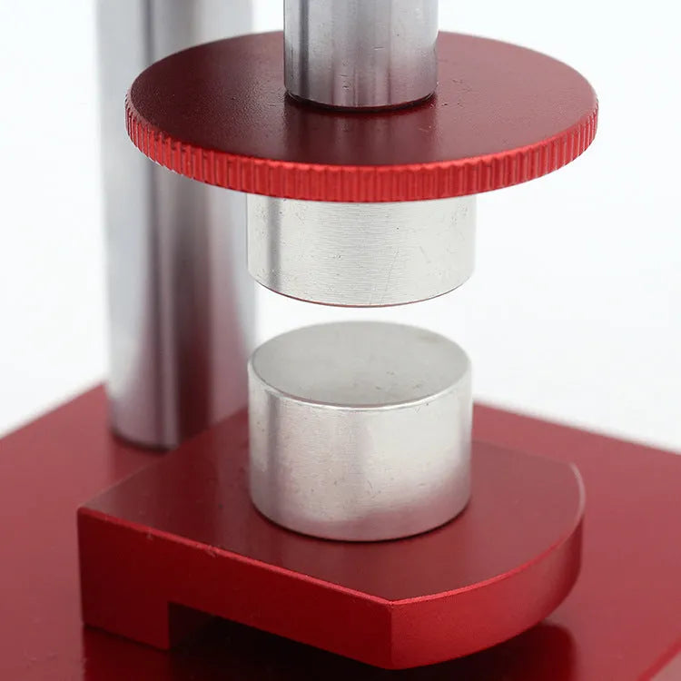 Watch repair spiral cap presser tool with set of 20 plastic moulds for various watch case sizes