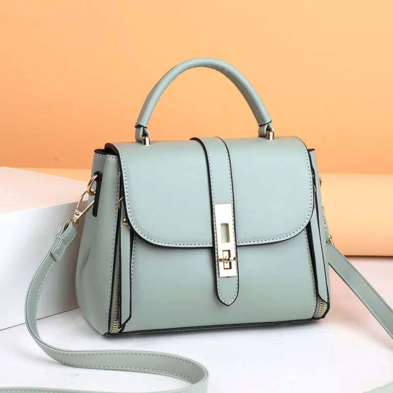 Soft PU leather women's shoulder messenger bag in square vertical design with adjustable strap
