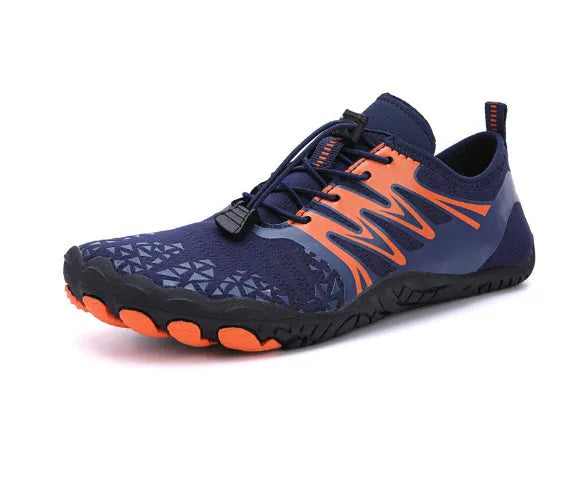 Outdoor fashion sports upstream shoes with non-slip rubber sole and breathable gauze lining in white black pink and blue