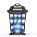 Black outdoor UV mosquito catcher lamp with electric grid and ABS mesh cover.