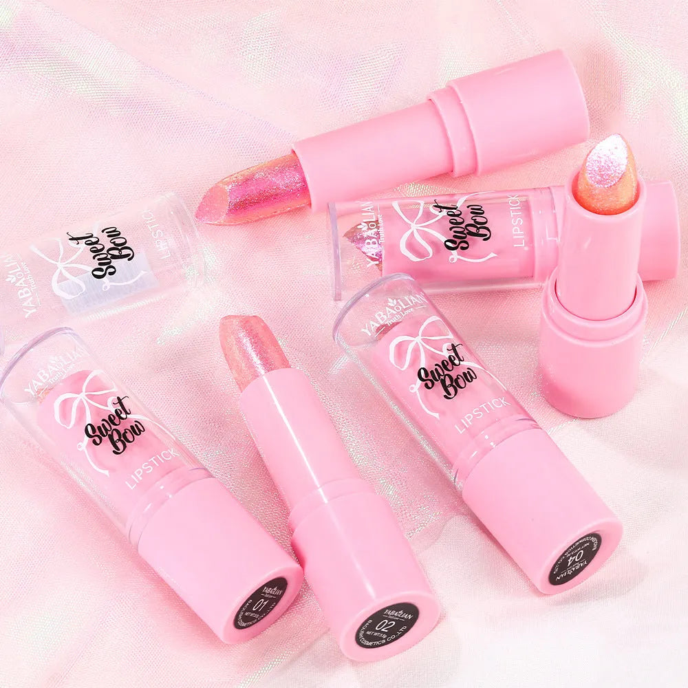 Starlight Diamond series lipstick with sweetheart bow design in six colour options for universal skin types