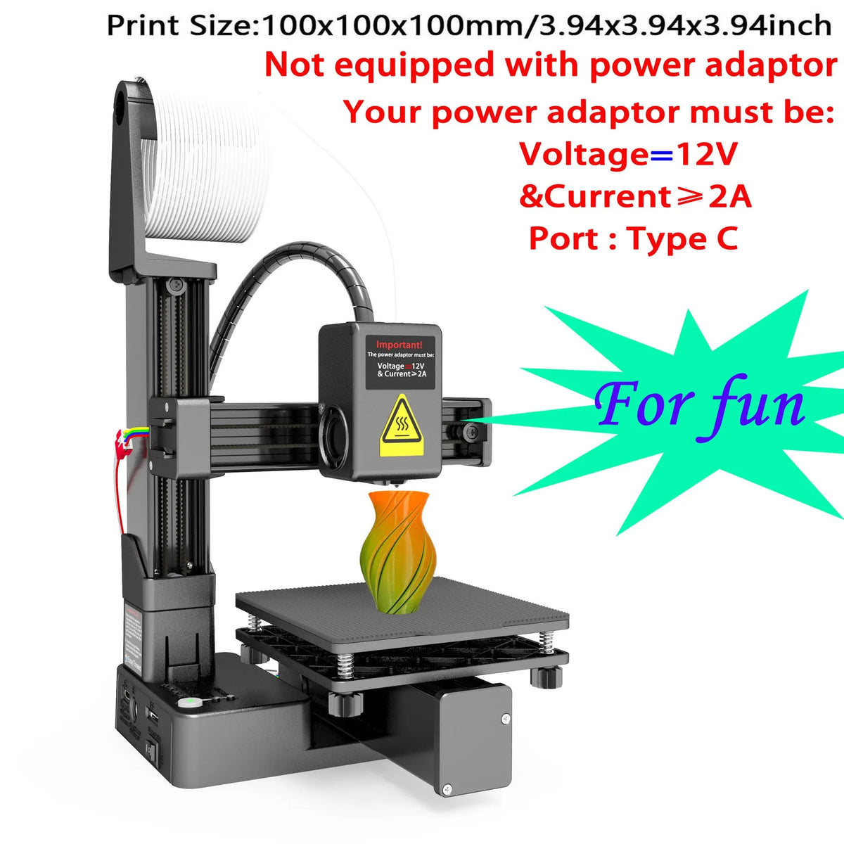 White EasyThreed K10 3D printer with 175mm build volume for TPU and PLA materials