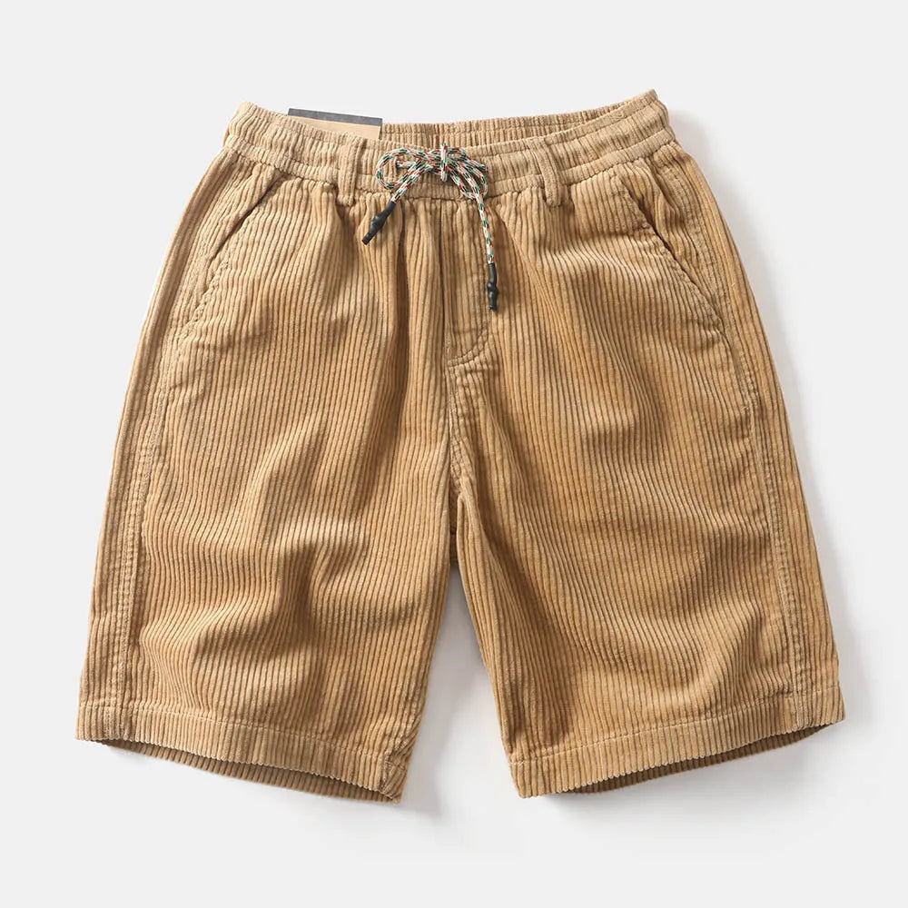 Men's retro American-style cargo shorts in khaki, straight cut, polyester summer wear