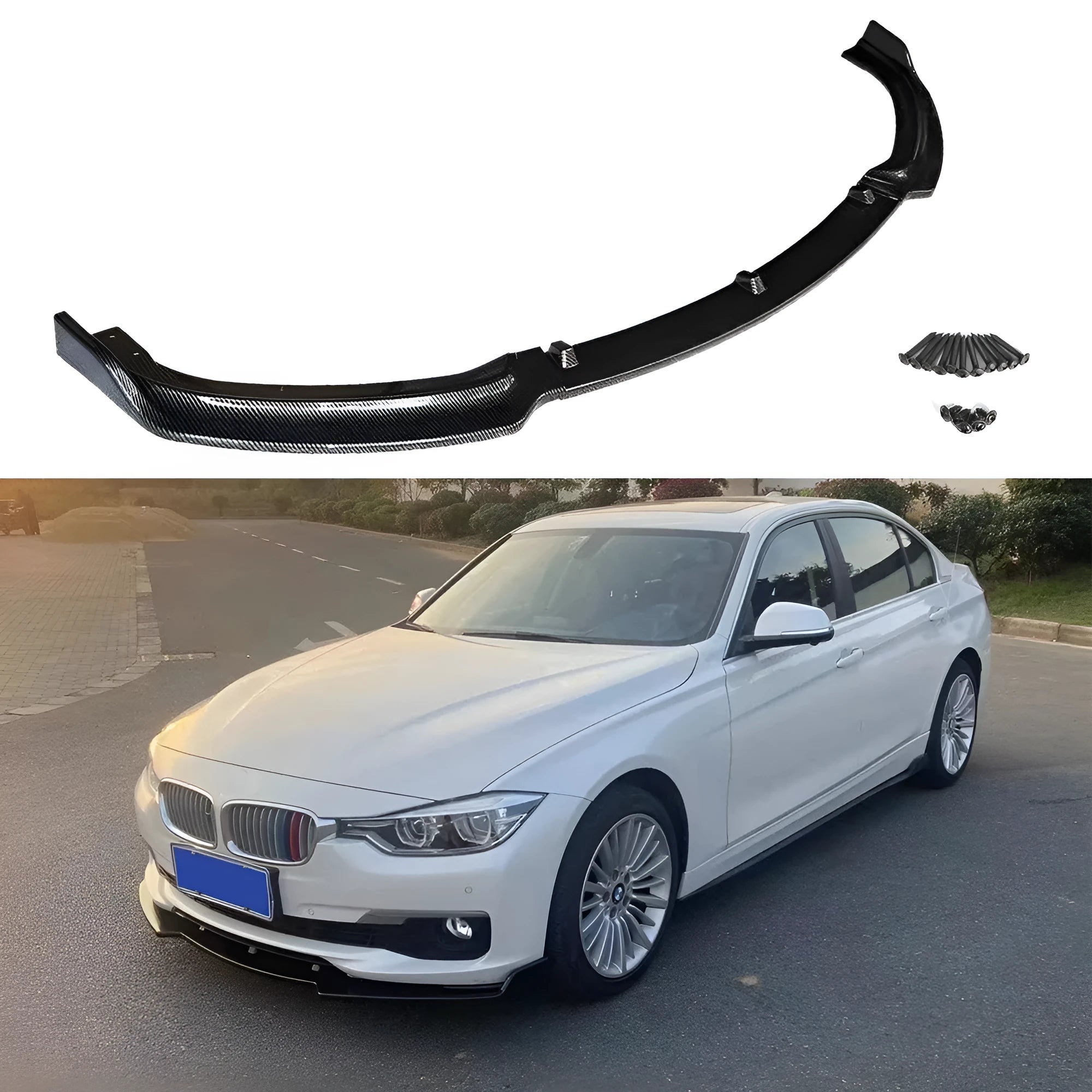 Bright black PP plastic front bumper lip spoiler for BMW 3 Series F30 F35 models
