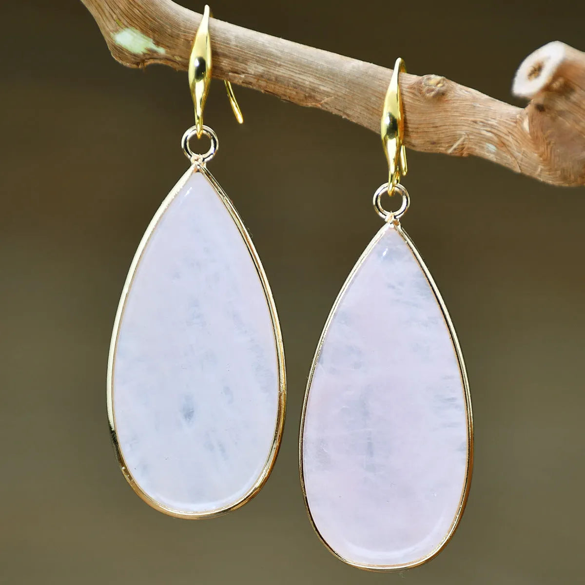 Vintage stone drop earrings with Tigereye stone and textured water droplet design