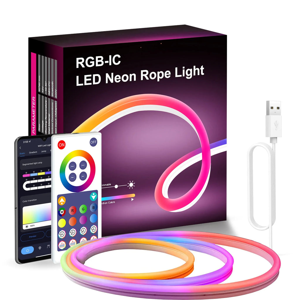 3-metre RGB LED neon light strip with remote control for Bluetooth music synchronisation