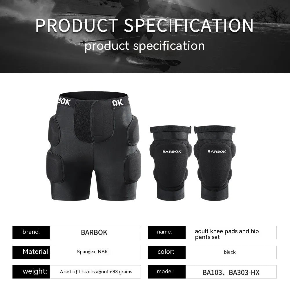 BA103 Black adults hip protector trousers for skating with integrated shock-absorbing pads