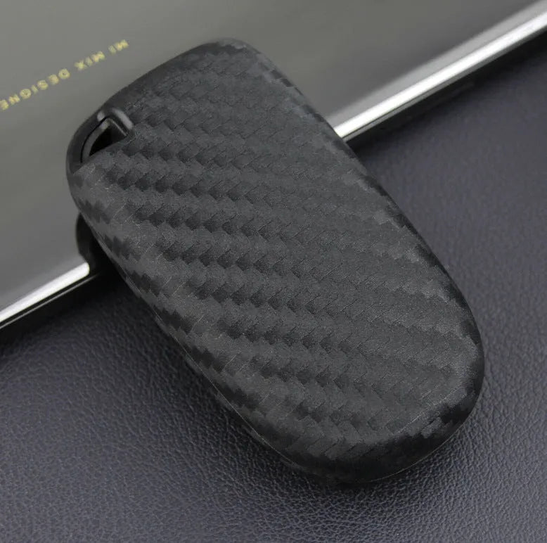 Silicone car key case for Dodge Chrysler Fiat with carbon fibre pattern and optional buckle