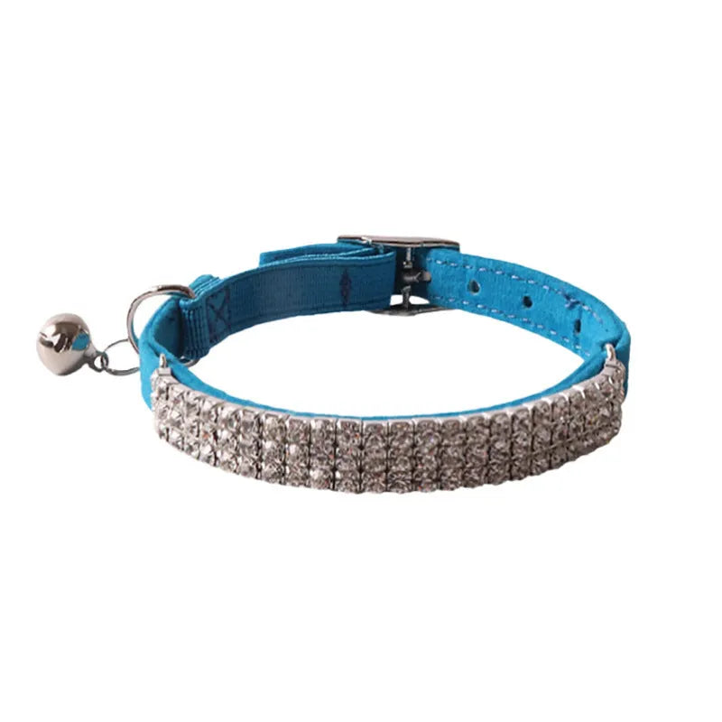 Elastic buckle gang drill pattern cat collar in six colour options including pink and dark brown