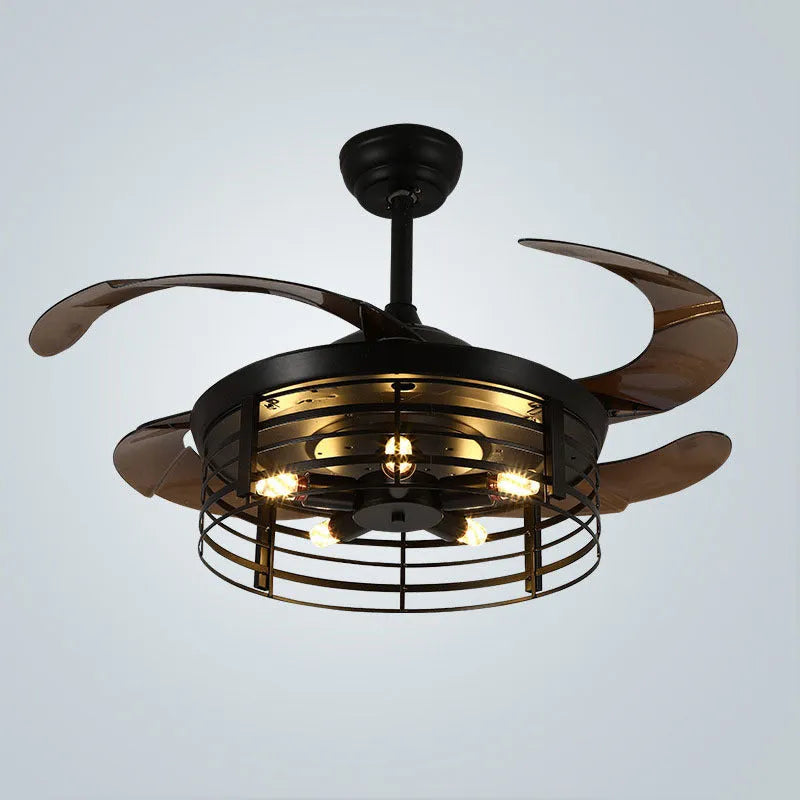 42-inch American retro ceiling fan lamp with remote control and invisible blade design