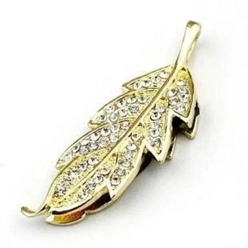 Silver metal USB flash drive with crystal jewellery maple leaf decoration