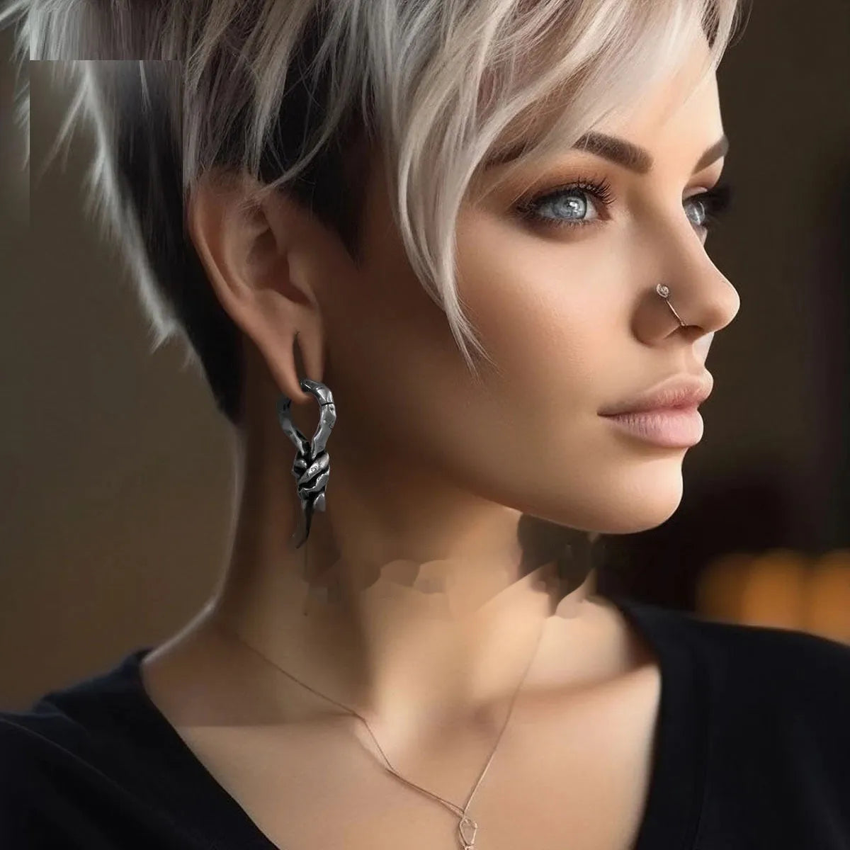 Creative Bends And Hitches copper auricle earrings with 4mm size and retro bending design.