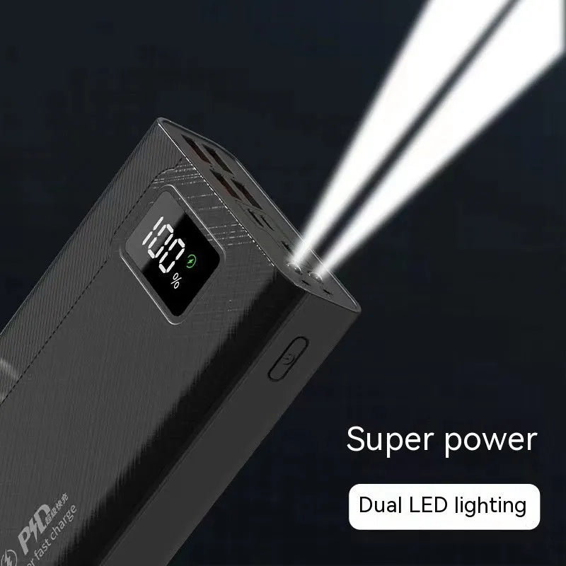 Black and white large capacity plastic power bank with fast charging