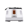 White electric window cleaning robot with four water spray jets for automated high-rise window washing
