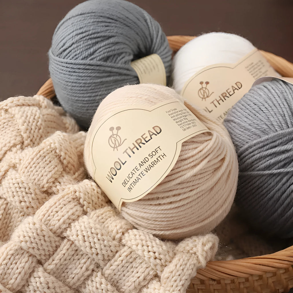A single roll of hand-knitting wool thread in one of 30 colours, suitable for size 10 needles.