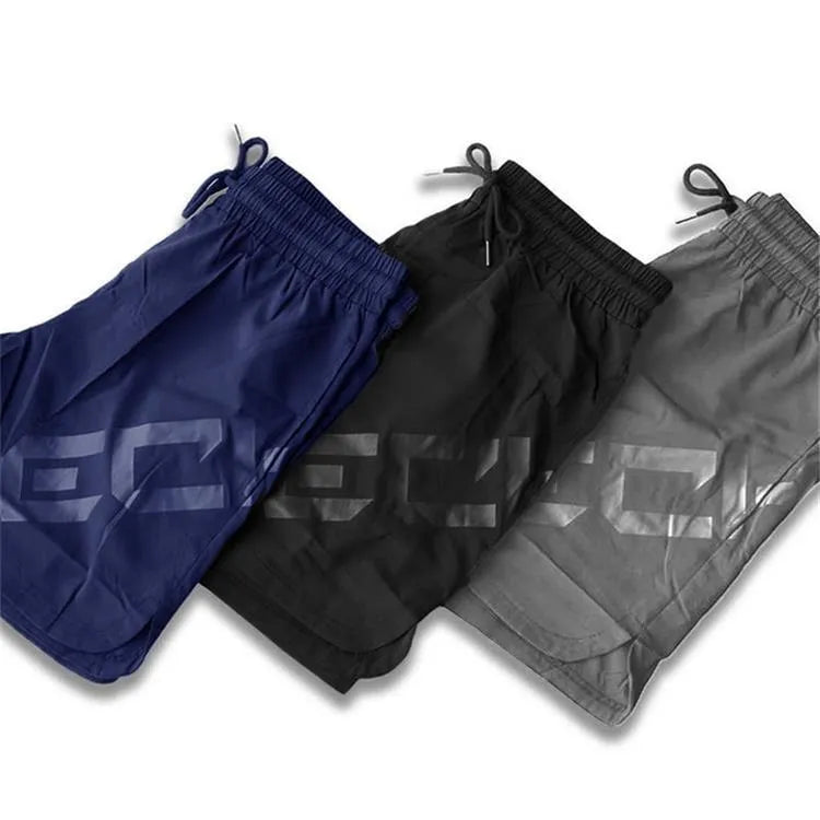 Men's black knee-length running shorts with quick-dry fabric for summer training