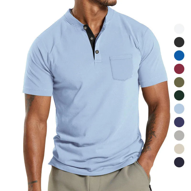Men's plus size short sleeve button down shirt in polyester, shown in army green colour with a chest pocket.